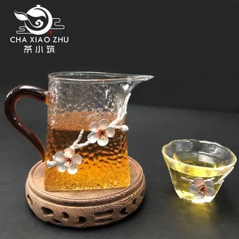 

Japanese Style Hammer Pattern Glass Fair Cup Handmade Creative Plum Tea Cup Long Mouth Household Kungfu Black Tea Teawarer
