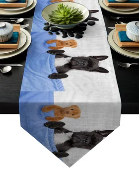 

Poodle Animal Black Dog Cartoon Table Runner Table Flag Home Party Decorative Tablecloth Table Runners