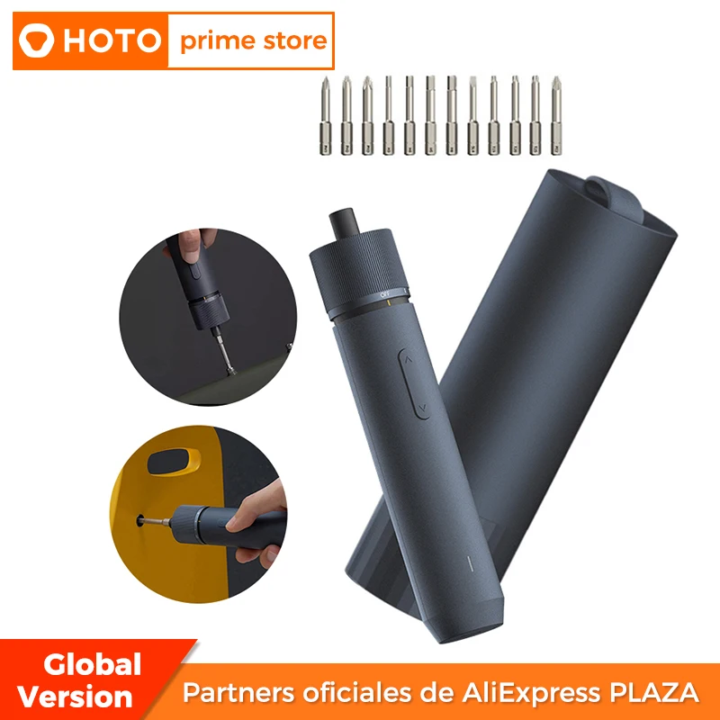 HOTO Electric Screwdriver Charging Wireless Automatic Small Hand  Electric Drill Repair Portable Tool Add 12 pcs Steel Bits