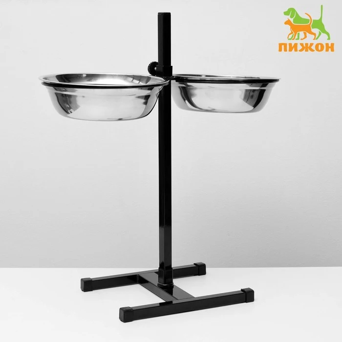 Подставка с мисками 2 х 5 л высота 60 см разборная чёрная 4940336|Кормление собаки| |