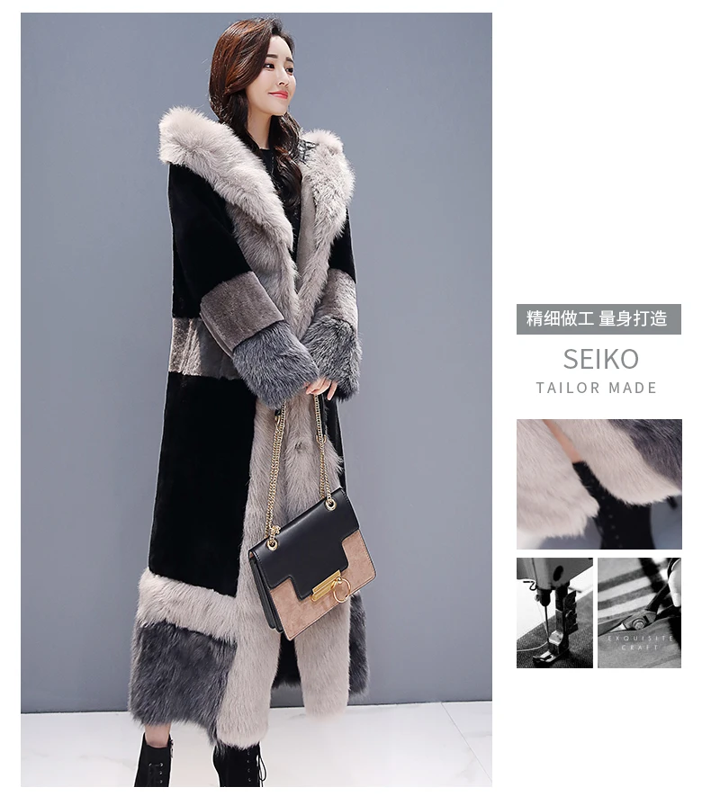 Женское пальто с искусственным мехом, зима размера плюс, русская Толстая Меховая куртка, уютное длинное меховое пальто, пушистое свободное теплое длинное пальто