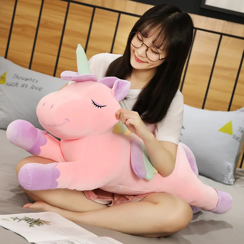 Cushions Pillow For Sofa Colorful Pegasus Pillow Angel Unicorn Plush Toys Dolls For Kids Birthday Gift Valentine's Day Gifts