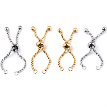 

2PCS Gold/silver color 1.8mm Thickness Adjustable Stainless Steel Box Chain Slide Extender Short Chain forDIY Ring Making 4.5cm