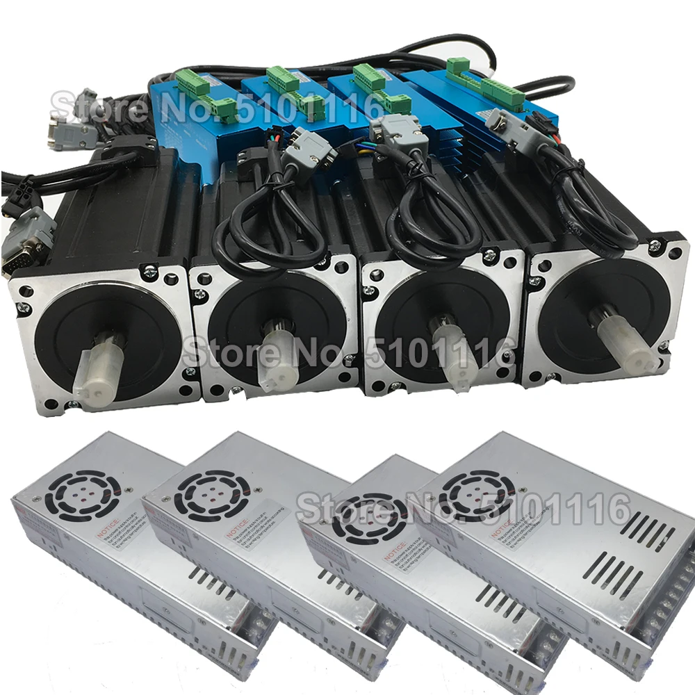 4 комплекта Nema34 12Nm 86 мм AC DC DSP шаговый двигатель с замкнутой обратной связью мотор драйвер и 400 Вт 60 в DC источник питания Hybird кодировщик легко шаг сервопривода наборы
