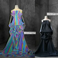 45 см* 140 см/шт Радужная светоотражающая ткань лазерная светящаяся необычная одежда меняющая цвет ткань