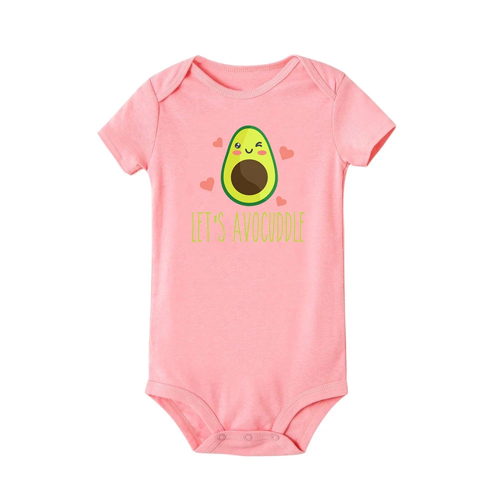 Let's Avocuddle Baby Summer Bodysuit Fashion Short Sleeve Romper Cute Funny Avocado Print Gender Neutral Baby Stuff Clothes Ropa