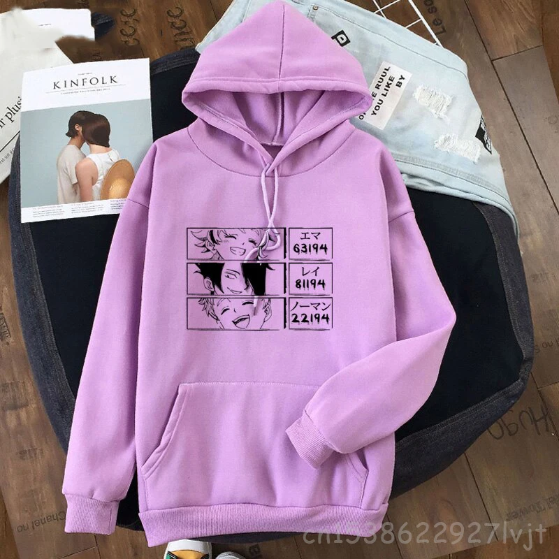 O prometido neverland cor-de-rosa anime hoodies roupas para adolescentes  gráfico moletom mulheres harajuku kawaii estética streetwear wram / Roupas  Femininas ~