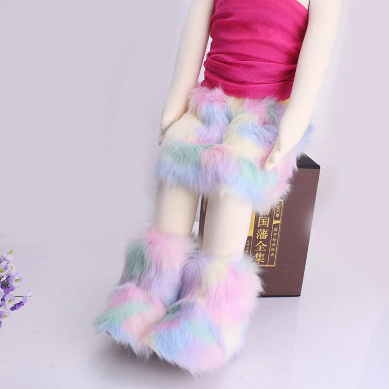 Tanie Dziecięce buty śnieżne zimowe nowe buty dla maluchów moda kolorowe futro dla dzieci botki Plus aksamitne ciepłe bawełniane buty dla dziewczynek