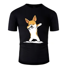 Индивидуальные Dabbing Corgi футболка для мужчин хлопок мальчик девочка футболки круглый воротник Camisetas