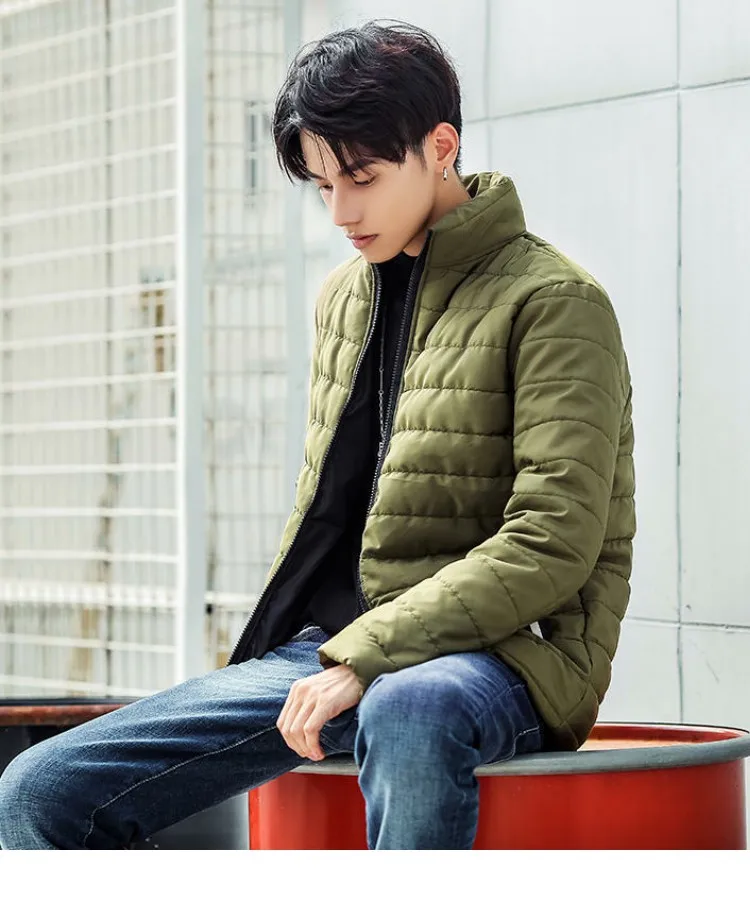 'Winter Men Casual Large Size Stand Collar Cotton-padded Clothes Korean-style Slim Fit Short Fashion Thick Cotton Coat