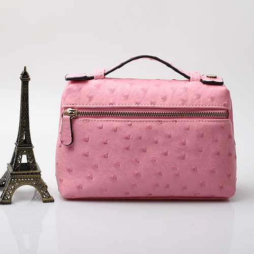 Ostrich Pink (S) XMESSUN Роскошная Высококачественная сумка-клатч из натуральной кожи страуса, дизайнерская сумка-кошелек, новая модная трендовая сумка - Цвет: Ostrich Pink (S)