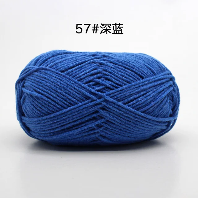 Hot Sale Multi Color Cotton Silk Knitting Yarn Soft Warm Baby Yarn for Hand Knitting thread Supplies 50g/lot No.57 Navy Blue