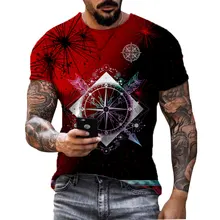 2021 nowych mężczyzna lato 3D drukowane kompas T-Shirt człowiek Hip-styl hiphopowy duży rozmiar T-Shirt styl skrzyżowany odzież z krótkim rękawem XXS-6XL tanie tanio CASUAL SHORT CN (pochodzenie) spandex summer Na co dzień Z okrągłym kołnierzykiem tops Z KRÓTKIM RĘKAWEM Regular Sukno