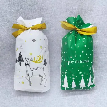 

50pieces Nougat Snow Cream Cookies Gift Box Deer Snowflake Santa Claus Christmas Bag Draw String Bags Gift Bags Candy Box