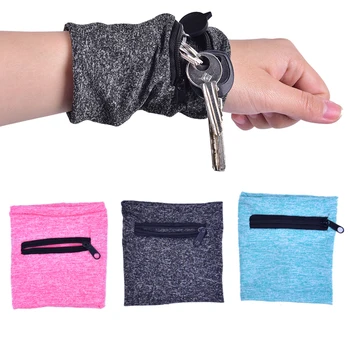 Pols Portemonnee Pouch Polssteun Pocket Polsband Badminton Tennis Zweetband Gym Fietsen Running Telefoon Arm Band Bag