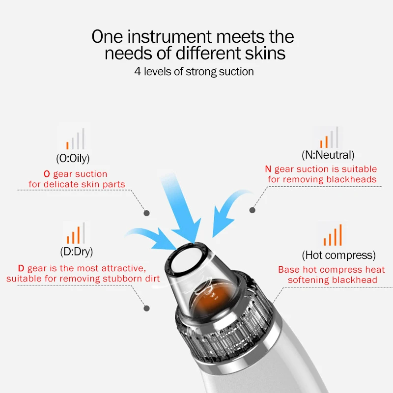 Пылесос для удаления угрей и угрей, 5 напильников, регулируемый очиститель пор, дермабразия, аппарат для удаления угрей в носу