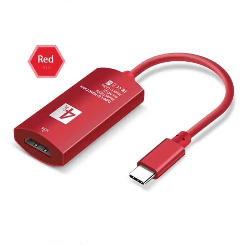 Veggieg USB C к HDMI адаптер-Thunderbolt 3 порта совместимый(USB-C к HDMI адаптер - Цвет: Красный