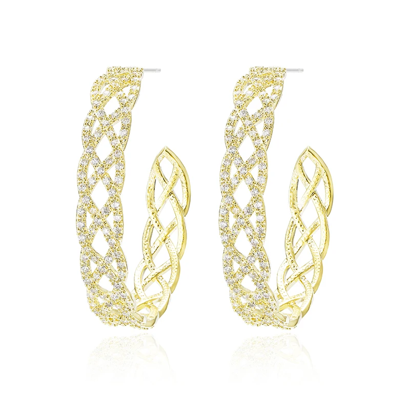 Brincos de Argola de Ouro Brincos de Aço Jóias para Mulher Completa Pavimentar Zircão Cúbico Inoxidável Pino Muito Menina Jóias 18 Aaa