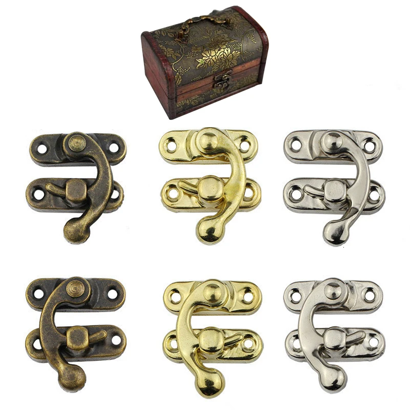 10 шт./компл. деревянная коробка со скобой античная бронза Железный навесной замок