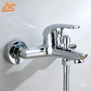 

Suguword Copper Hot And Cold Water Faucet Wall-Mounted Bathtub Triple Water Bath Shower Faucet Warm And Cold New Hot Sale