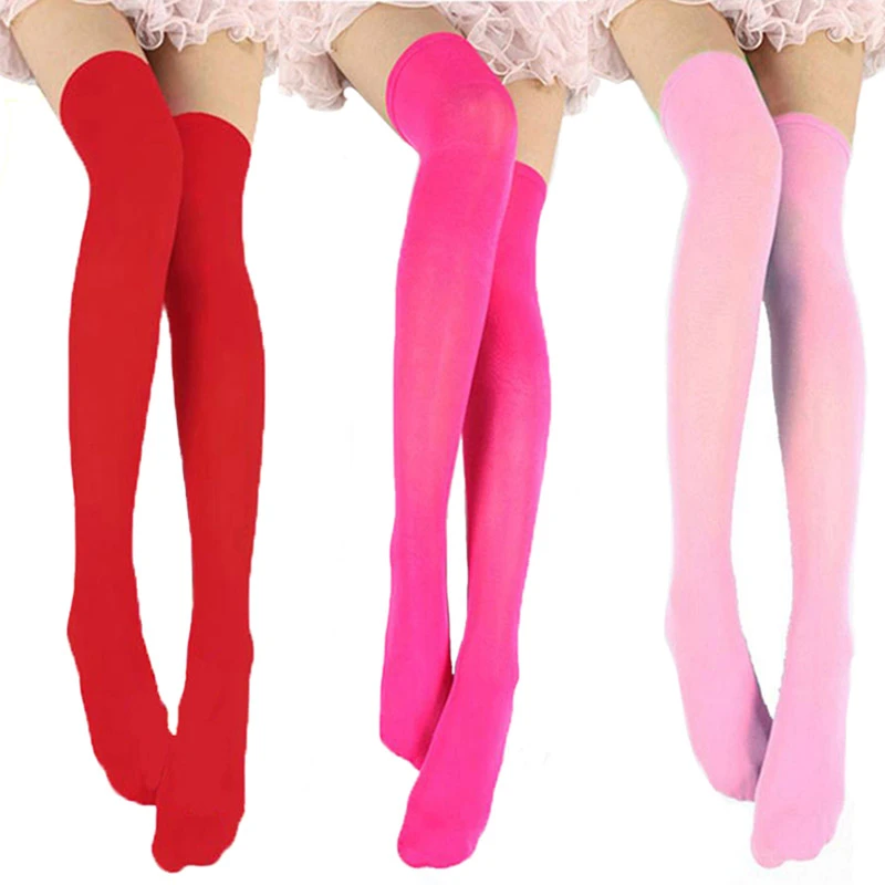 Candy Color Thigh High Stockings Sexy Cosplay Women Warm Stocking ...