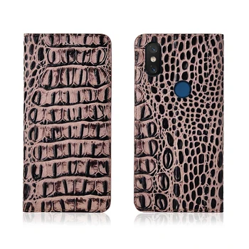 

Crocodile pattern genuine leather magnetic phone case card slot holder for Xiaomi Mi8/Xiaomi Mi8 SE flip case standing phone bag