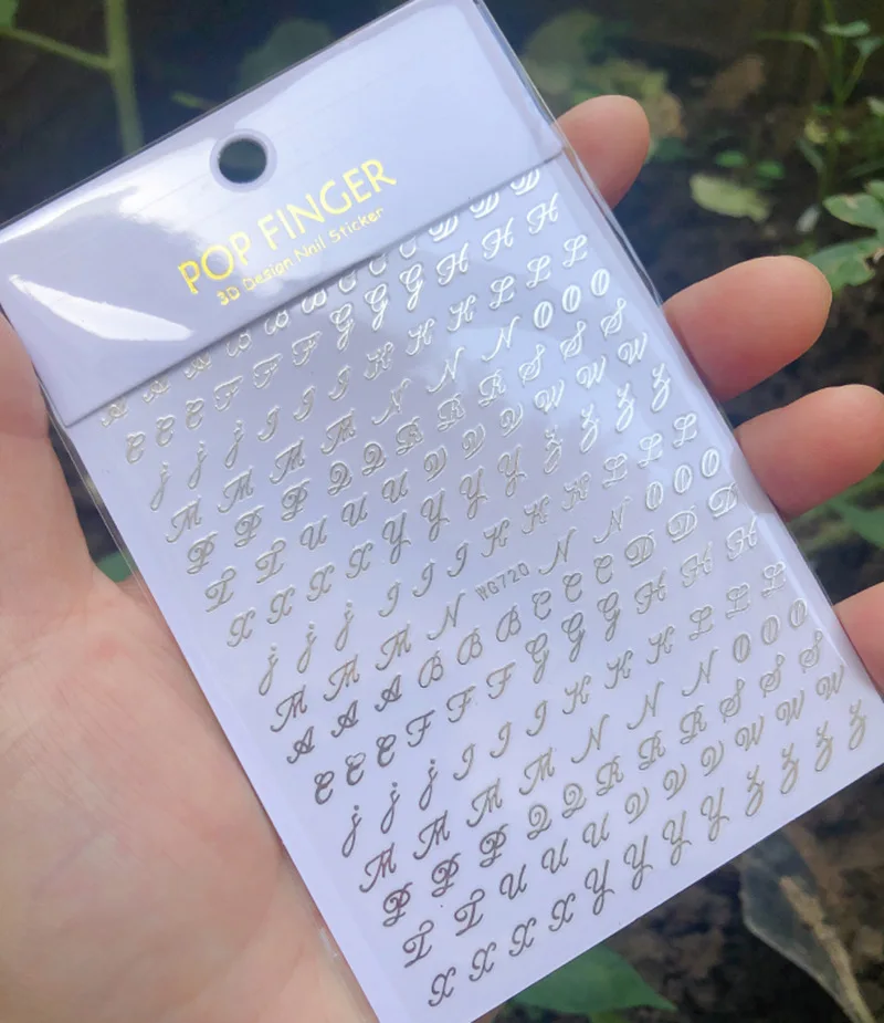 1PCS Multi-Color Laser Reflective Alphabet Nail Art Sticker Kit