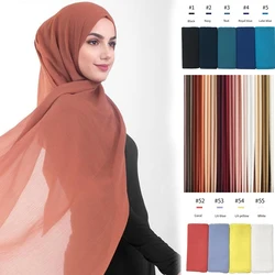 72*175cm Hijab Chiffon 2021 Maxi Big Size Scarf For Muslim Women Headscarf Ladies Headwraps Pashmina Hijab Muslim Fashion Islam