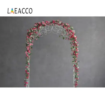 

Laeacco Wedding Flowers Arch Door Old Style Party Decor Gradient Solid Color Wall Portrait Photo Background Photography Backdrop