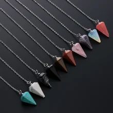 1 шт. шестиугольная Пирамида рейки маятниковая подвеска натуральный камень целебный Кристалл амулет модные ювелирные изделия аксессуары