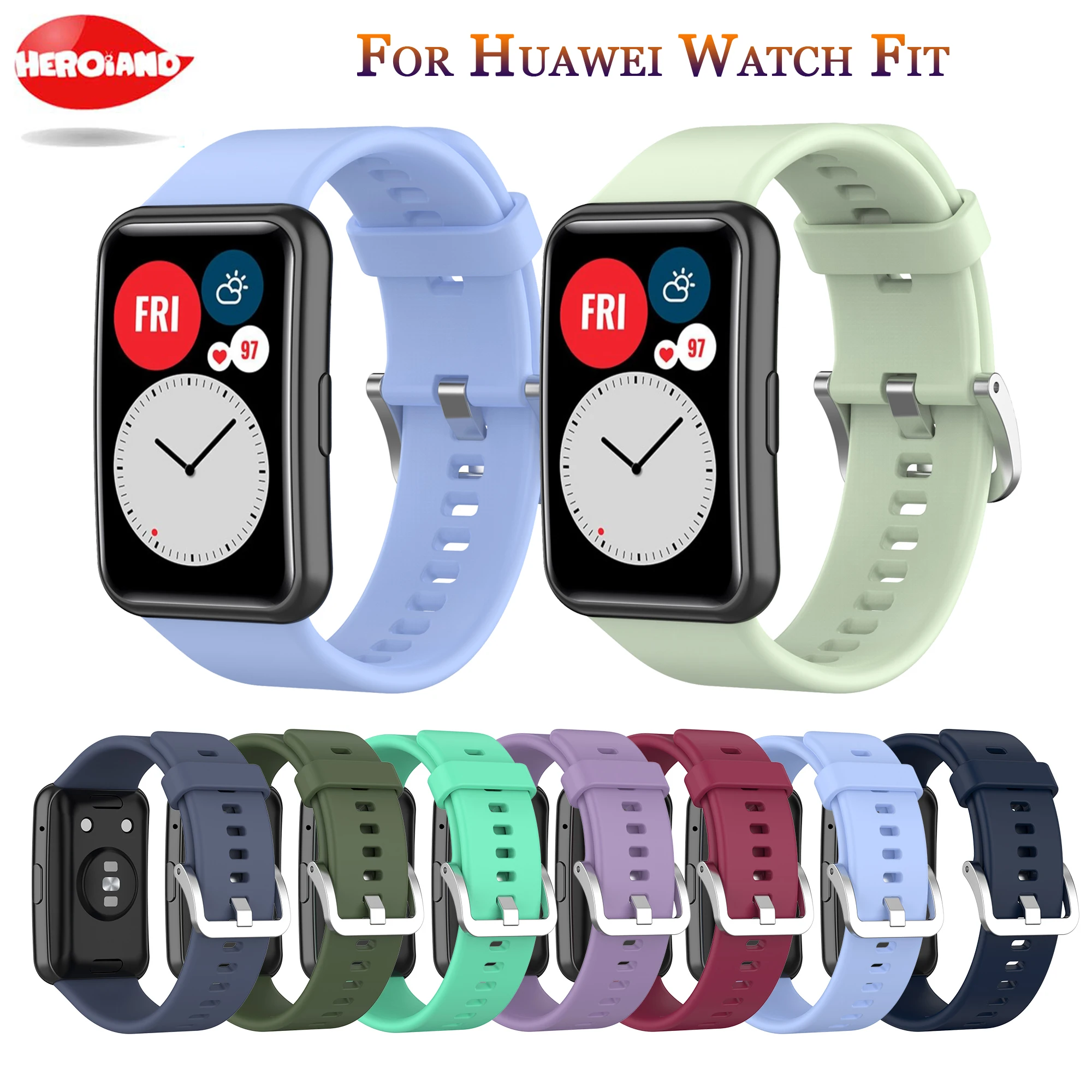 

2020 Silicone Band For Huawei Watch Fit Strap Tool Watch Case Screen Protector Bracelet Correa For Huawei Fit smart watch strap