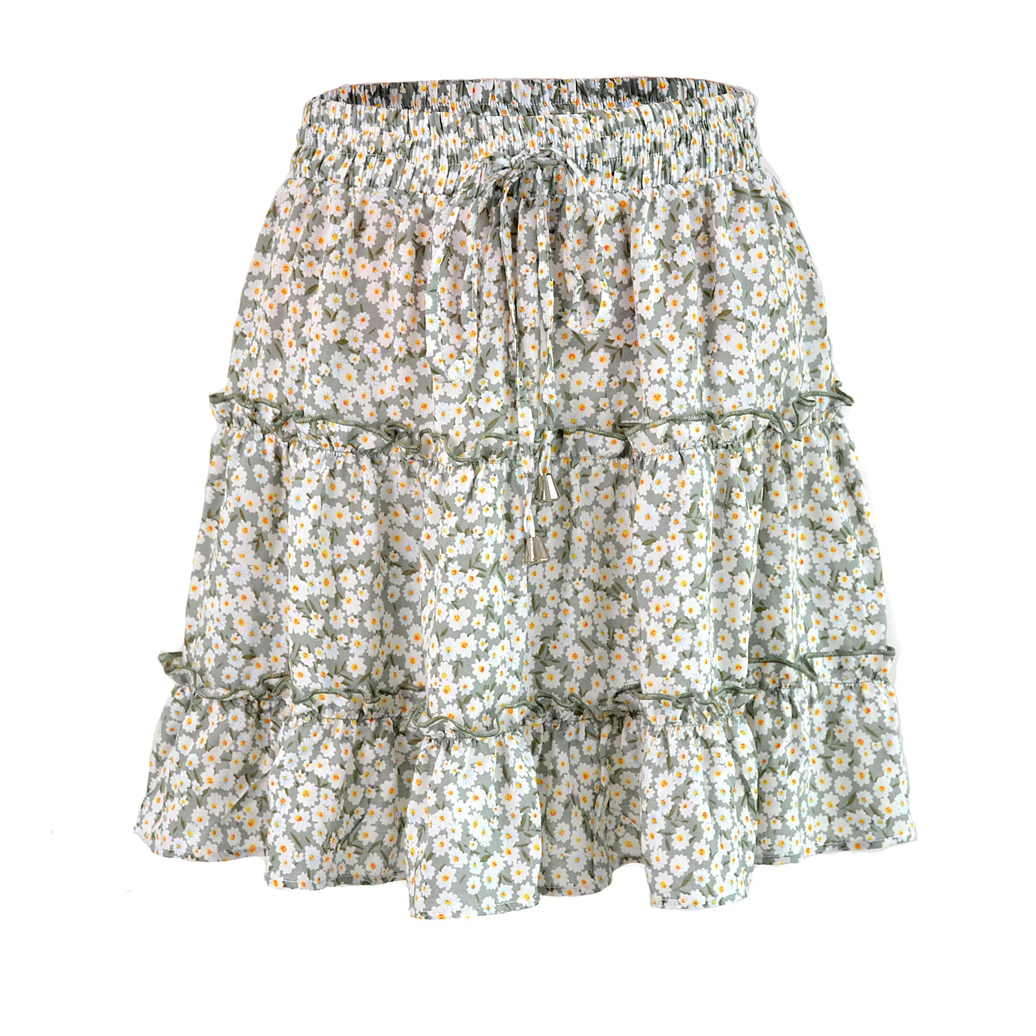 2020 Sexy Fashion Women New High Waist Frills Skirt for Women Broken Flower Half-length Skirt Printed Beach A Short Mini Skirts