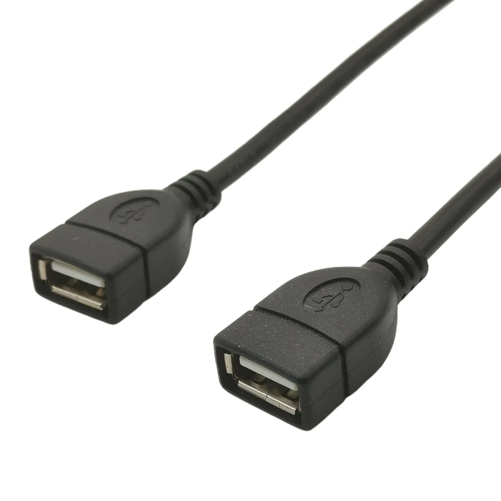 PROW 30cm Black USB 2.0 A Male Plug To 2 Dual USB A Female
