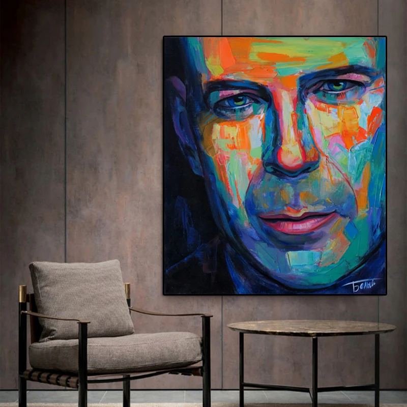 

large Hd print canvas painting Bruce Willis poster art modern home decorration wall art picture for living room on canvas
