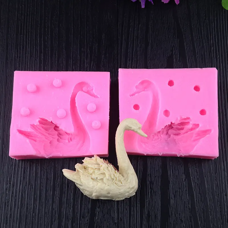 2Pcs 3D Swan Baking Tool Moulds Chocolate Cupcake Bakeware Biscuit Home Pink