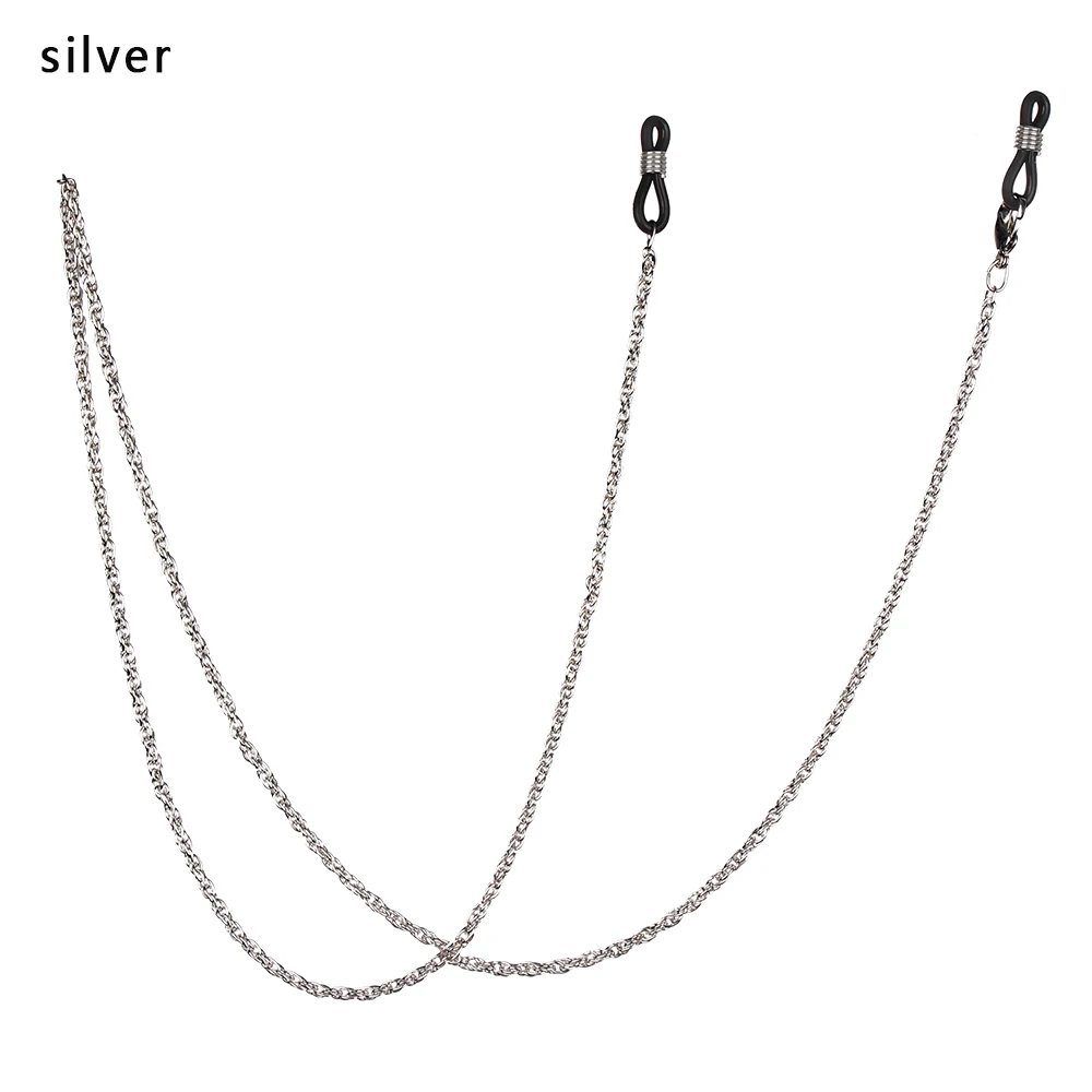 SLIVER 61 см унисекс Нескользящие солнцезащитные очки ремешок Ремешок Ожерелье металлические очки цепь шнур для очков для чтения регулируемый ремешок - Цвет: SLIVER