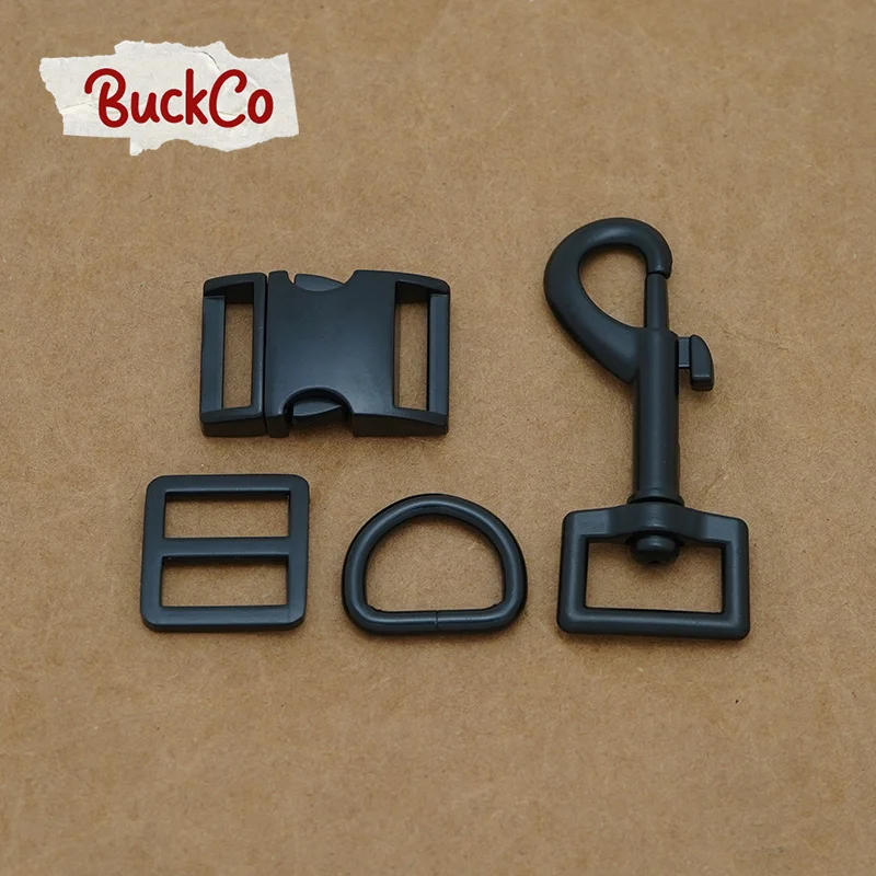 (metal buckle+Tri-Glid+D ring+metal dog clasp/set) Retailing black 20mm DIY collar leash set harness parts | Дом и сад