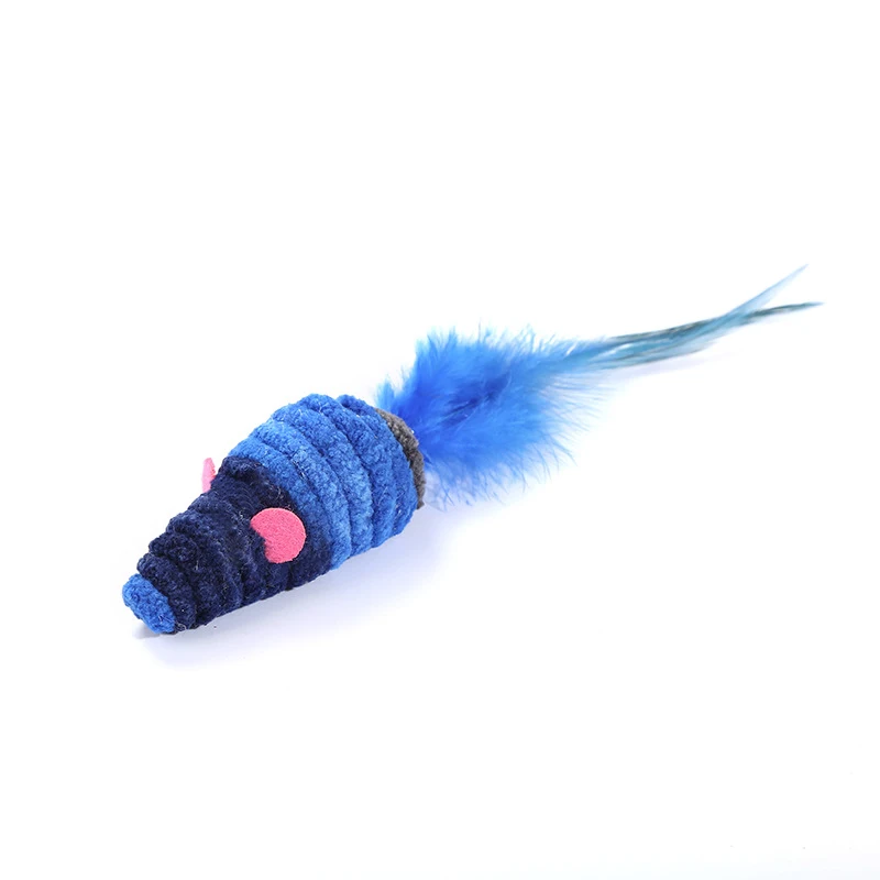 New Cat Self-excited Toy Dark Blue Series Feather Toy Home Anti-depression Plush Rope Winding