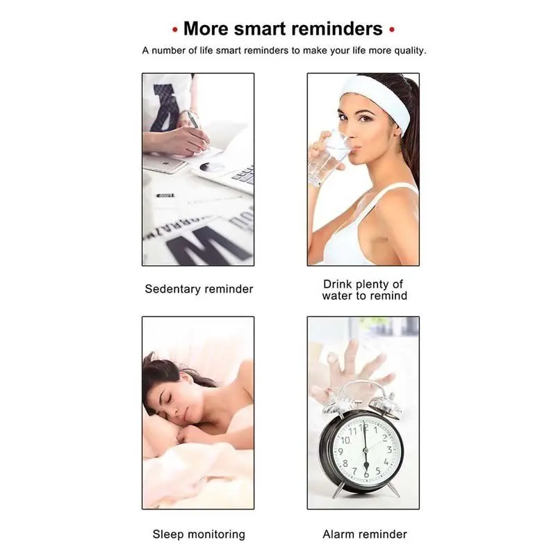 Wearable Waterproof Bluetooth Smart Band Watch Bracelet Wristband Color Screen Fitness Tracker Blood Pressure