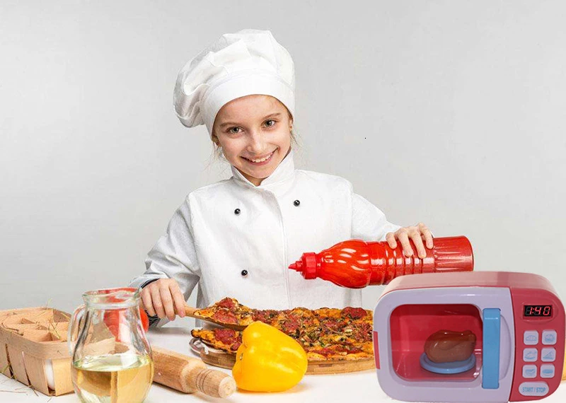Детские ролевые игры кухонные игрушки электрические бытовые приборы моделирование Микроволновая печь с подсветкой для девочек кулинарные игрушки