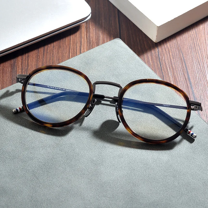 Aissuarvey Acetate Alloy Round Frame Unisex Eyeglasses