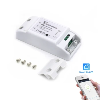 

eLinkSmart DIY Wifi Breaker Switch, Wireless Remote Control Light Switch 90-250V 1 Gang Timer Voice Control Work with Alexa