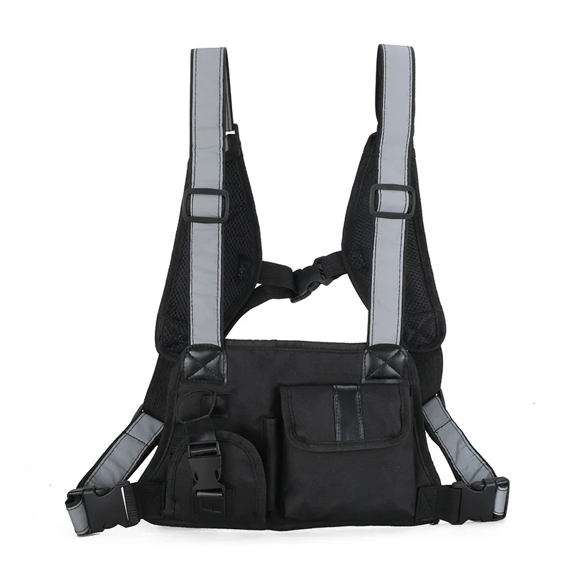 Weysfor Functional Tactical Outdoor Chest Bag Fashion Bullet HipHop Vest Streetwear Bag Waist Pack Men Women Black Chest Rig Bag