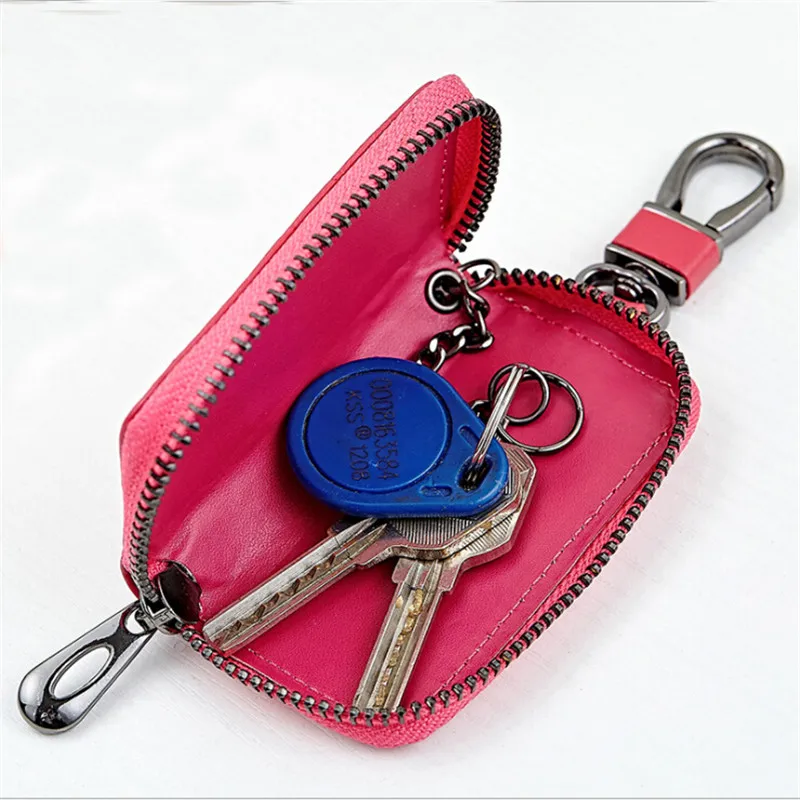 PU Leather Housekeeper Key Wallet Man Ring Case Holder Smart Organizer Bag Coin Pocket Keychain Pouch Purse Wrap