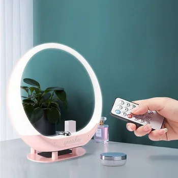 

Remote Control Bluetooth Speaker Home Makeup Mirror Audio Wireless LED Touch Lamp Player Support FM Broadcast TF Card