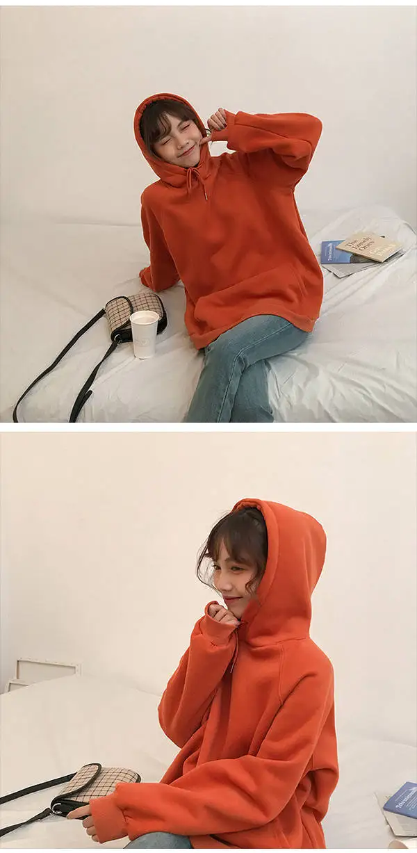 9 Colors New Autumn Jerseys Female Harajuku Cute Oversized Hoodies Long Sleeve Plus Velvet Lace Up Women Sweatshirt Kpop Clothes