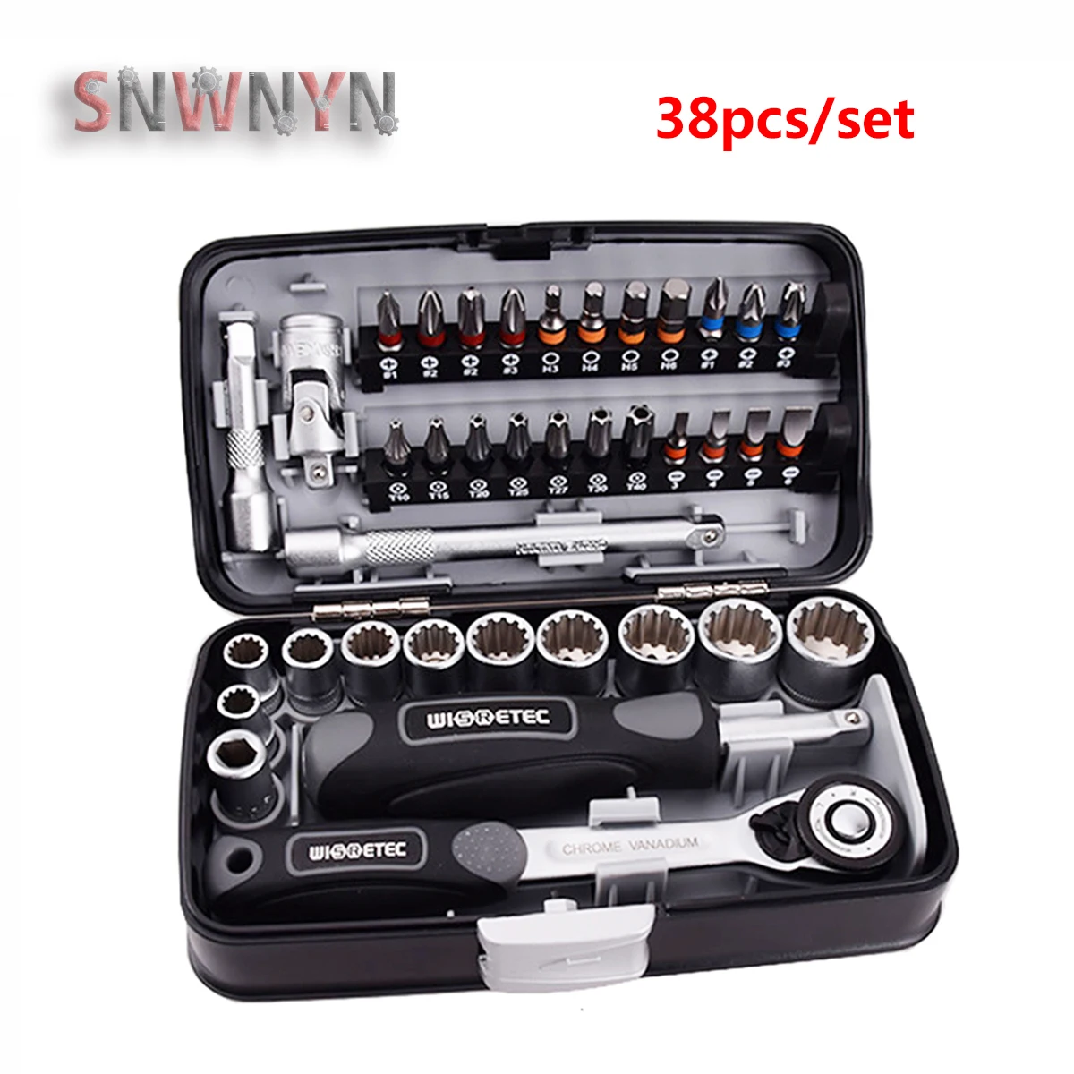 Portable Mini 38PCS Ratchet Wrench Set 1/4 Socket Set Screwdriver Head Hex Trox Slot Bit Bike Repair S2 Hardware Hand Tool Set