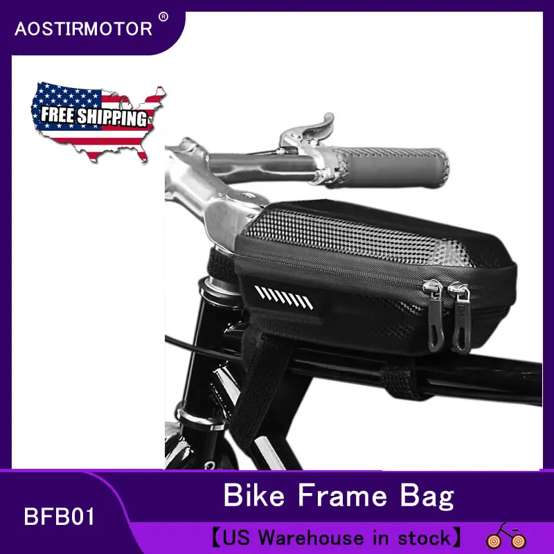 

AOSTIRMOTOR US STOCK Bicycle Bag Waterproof Bike Cycling Front Frame Tube Handlebar Multifunctional Large Capacity Phone Bag