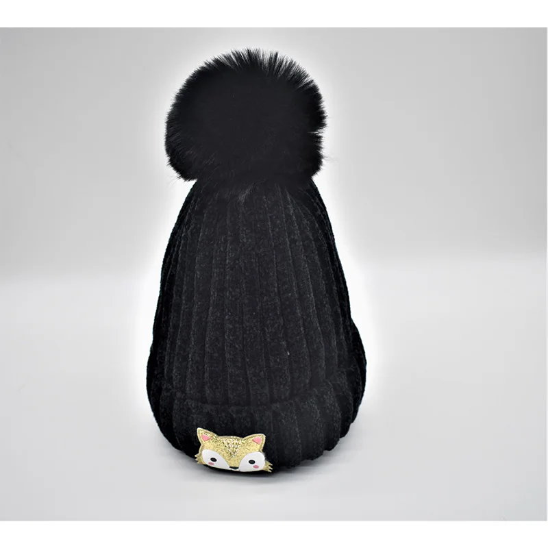 black Зимняя шапка muts для детей, для мальчиков и девочек, pompony, громоздкая шапочка, детская вязаная шапка gorro lana Bonnet enfant hiver, зимняя шапка для девочек - Цвет: black