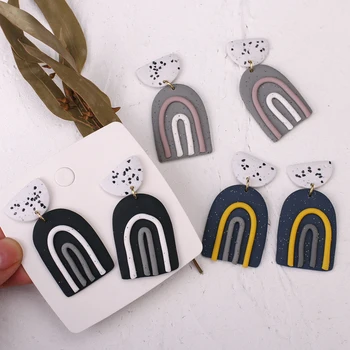 

AENSOA 2020 Unique Geometry Polymer Clay Earrings for Women Fashion Statement Earrings Party Jewelry